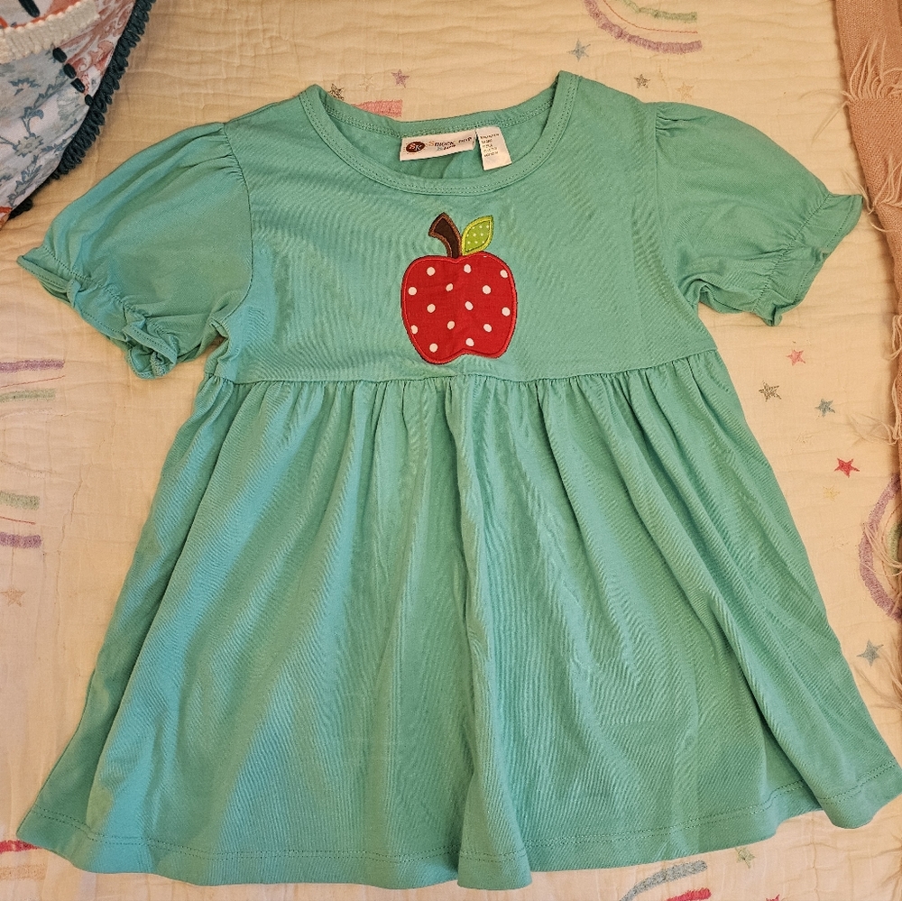 Girl's SmockaDot Apple Top, Sz 8